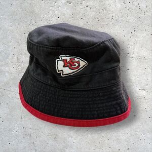 Vintage Kansas City Chiefs Bucket Hat Logo Athletic NFL Black Red OS